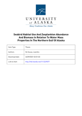 Seabird Habitat Use and Zooplankton Abundance and Biomass in Relation to Water Mass Properties in the Northern Gulf of Alaska