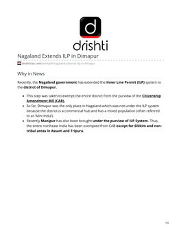 Nagaland Extends ILP in Dimapur