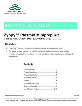 Zyppy™ Plasmid Miniprep Kit