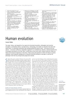 Human Evolution Svante Pššbo
