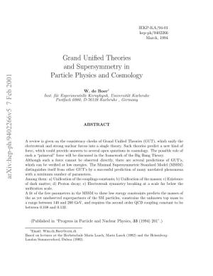 Grand Unified Theories and Supersymmetry in Particle Physics