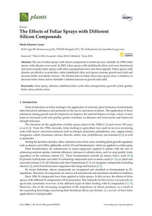 The Effects of Foliar Sprays with Different Silicon Compounds