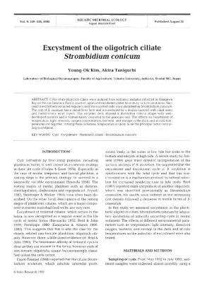 Excystment of the Oligotrich Ciliate Strom Bidium Conicum