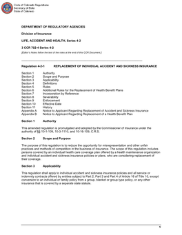 CODE of COLORADO REGULATIONS 3 CCR 702-4 Series 4-2 Division of Insurance