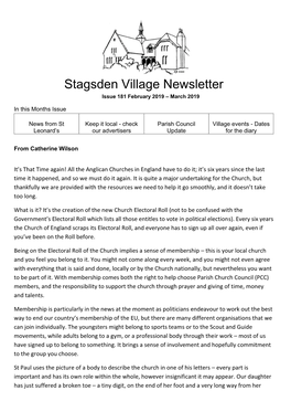 Stagsden Village Newsletter Issue 181 February 2019 – March 2019