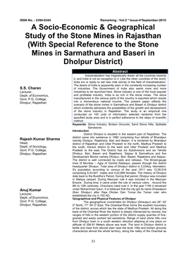 A Socio-Economic & Geographical Study of the Stone Mines In