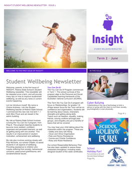 Student Wellbeing Newsletter - Issue 1