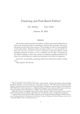 Pandering and Pork-Barrel Politics∗