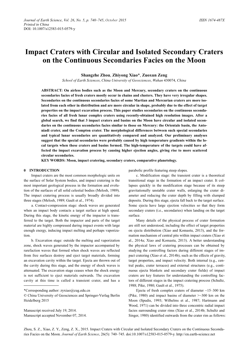 Impact Craters with Circular and Isolated Secondary Craters on the Continuous Secondaries Facies on the Moon