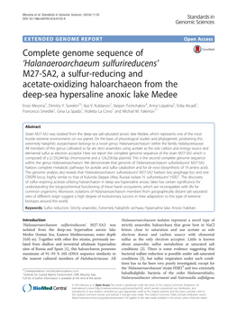 Complete Genome Sequence of 'Halanaeroarchaeum