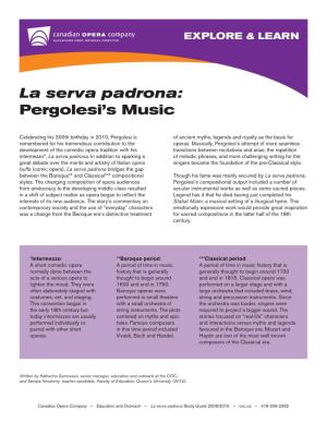 La Serva Padrona: Pergolesi’S Music