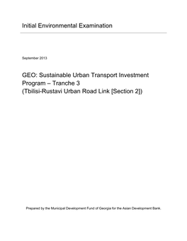 Initial Environmental Examination GEO: Sustainable Urban Transport