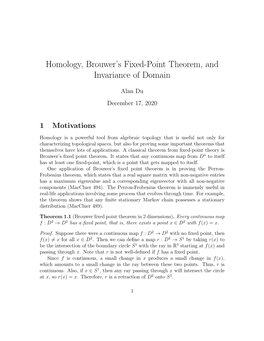 Homology, Brouwer's Fixed-Point Theorem, and Invariance of Domain