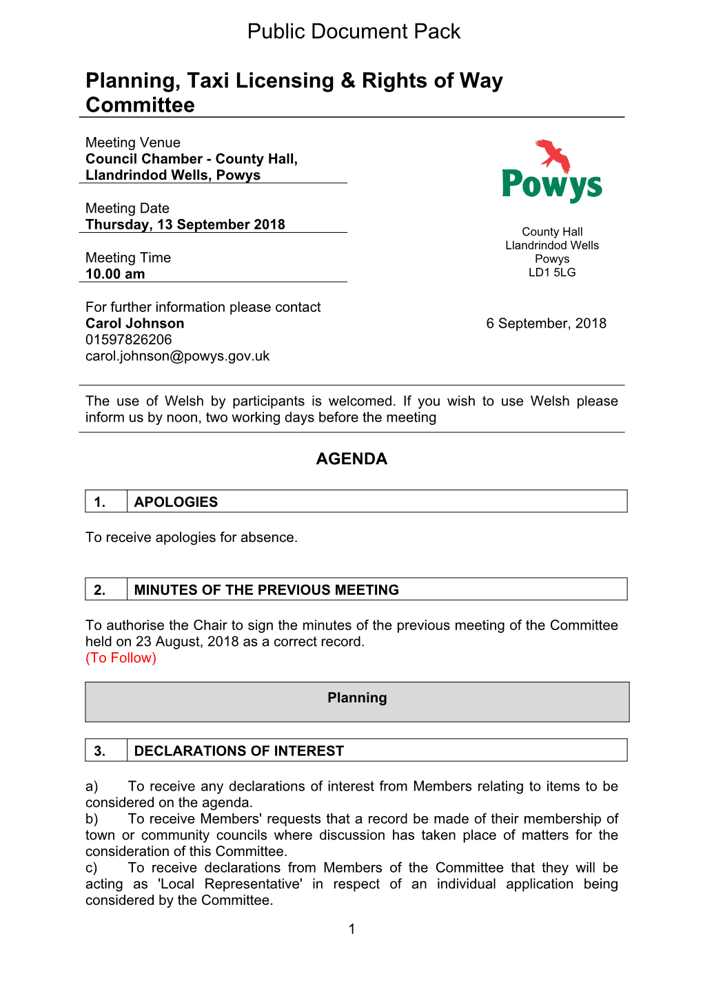 (Public Pack)Agenda Document for Planning, Taxi Licensing & Rights