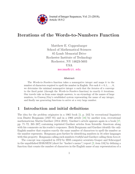 Iterations of the Words-To-Numbers Function