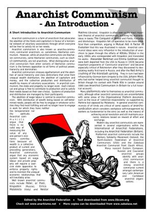 Anarchist Communism - an Introduction