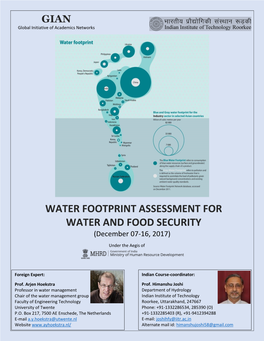 WATER FOOTPRINT ASSESSMENT for WATER and FOOD SECURITY (December 07-16, 2017)