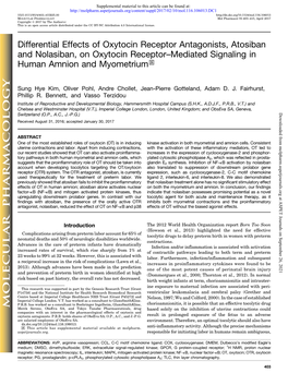 Differential Effects of Oxytocin Receptor Antagonists, Atosiban and Nolasiban, on Oxytocin Receptor–Mediated Signaling in Human Amnion and Myometrium S
