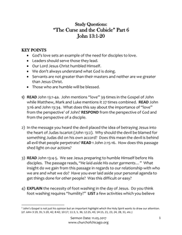 “The Curse and the Cubicle” Part 6 John 13:1-20