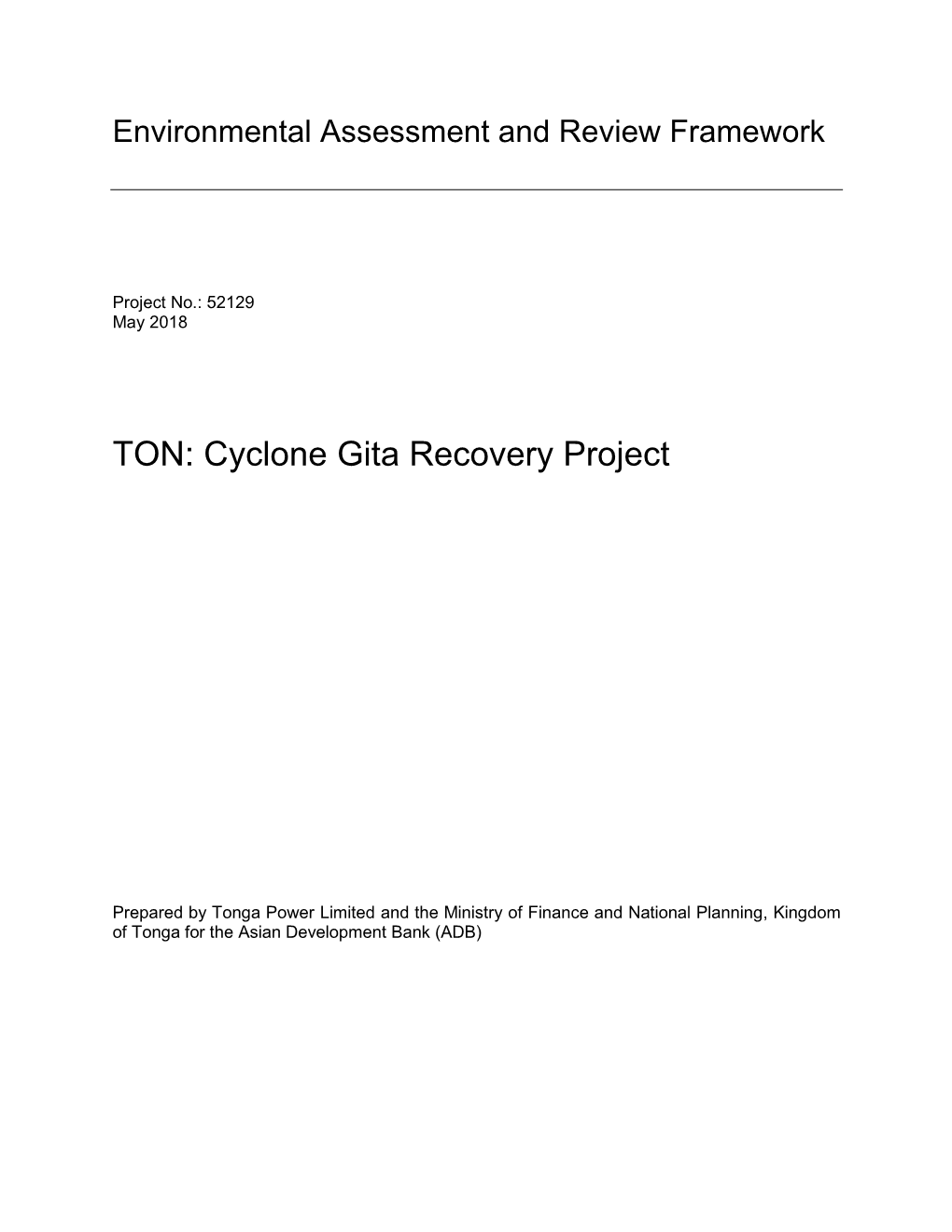 Cyclone Gita Recovery Project: Environmental Assessment And