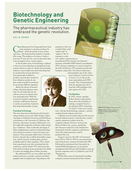 Biotechnology and Genetic Engineering the Pharmaceutical Industry Has Embraced the Genetic Revolution