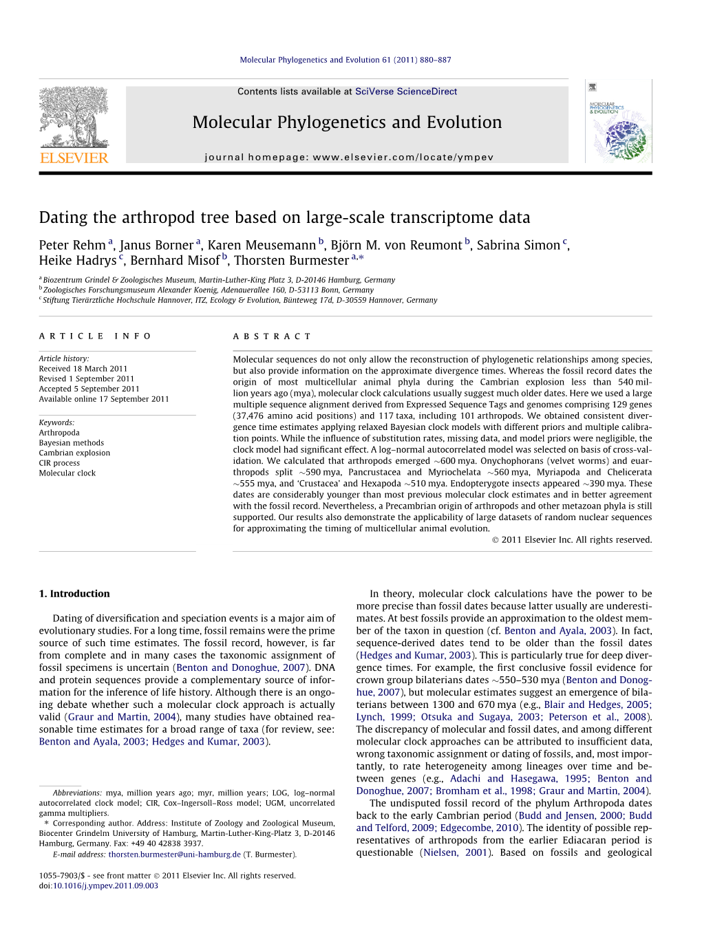 Dating the Arthropod Tree Based on Large-Scale Transcriptome Data