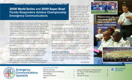 2008 World Series and 2009 Super Bowl Florida Responders Achieve