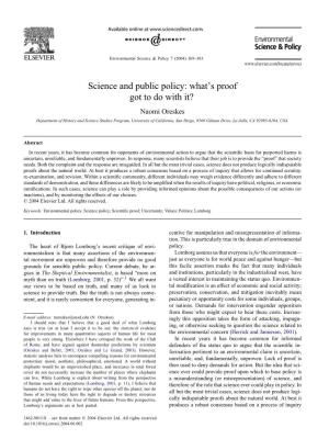 Science and Public Policy: What's Proof Got to Do With