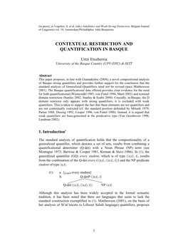 Contextual Restriction and Quantification in Basque.Pdf