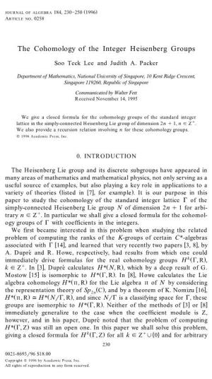 The Cohomology of the Integer Heisenberg Groups