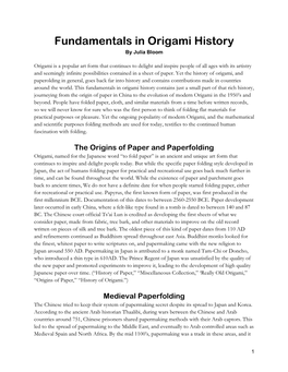 Fundamentals in Origami History by Julia Bloom