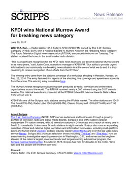 KFDI Wins National Murrow Award for Breaking News Category