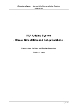ISU Judging System - Manual Calculation and Setup Database