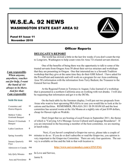 W.S.E.A. 92 News Washington State East Area 92