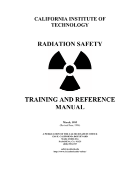 Radiation Safety Training and Reference Manual