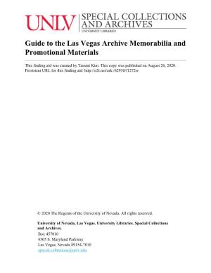 Guide to the Las Vegas Archive Memorabilia and Promotional Materials