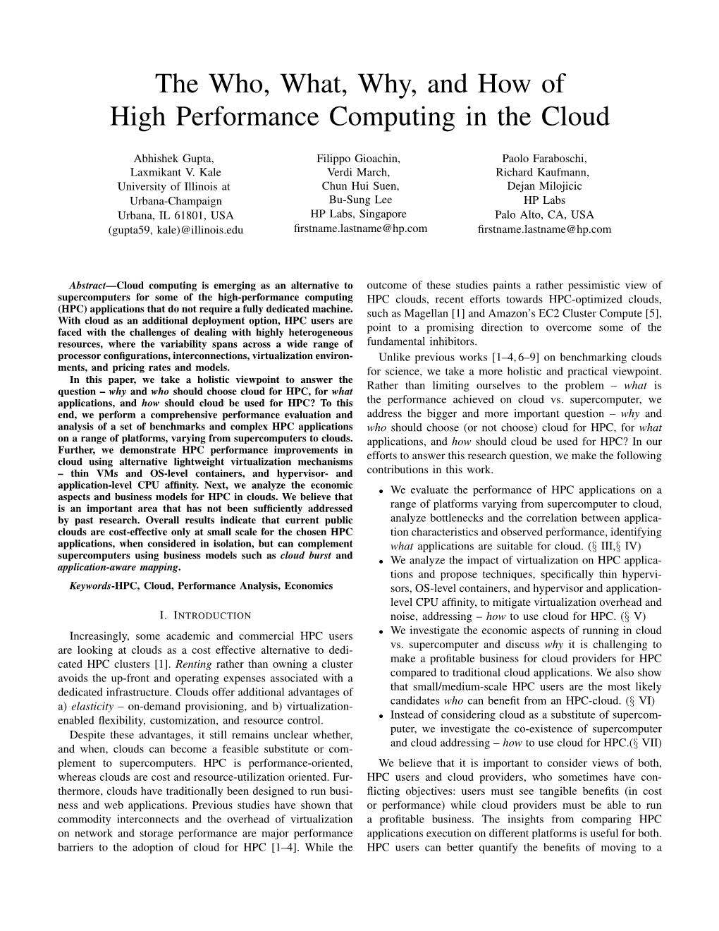 The Who, What, Why, and How of High Performance Computing in the Cloud