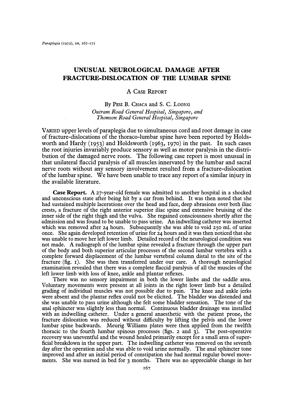 Unusual Neurological Damage After Fracture-Dislocation of the Lumbar Spine