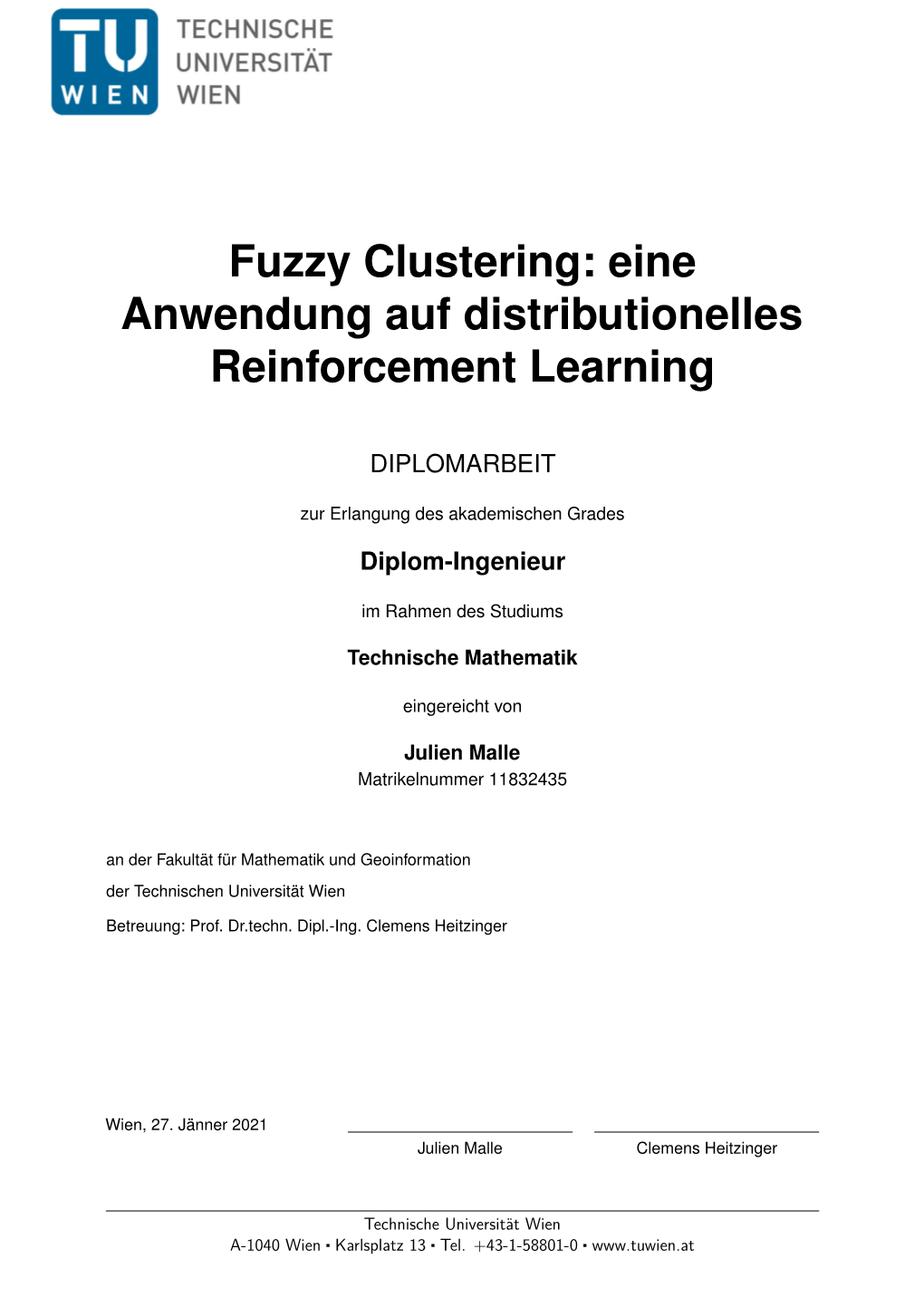 Fuzzy Clustering: an Application to Distributional Reinforcement Learning