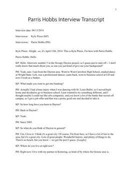 Parris Hobbs Interview Transcript