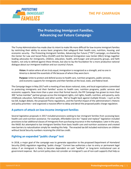 The Protecting Immigrant Families (“PIF”) Campaign