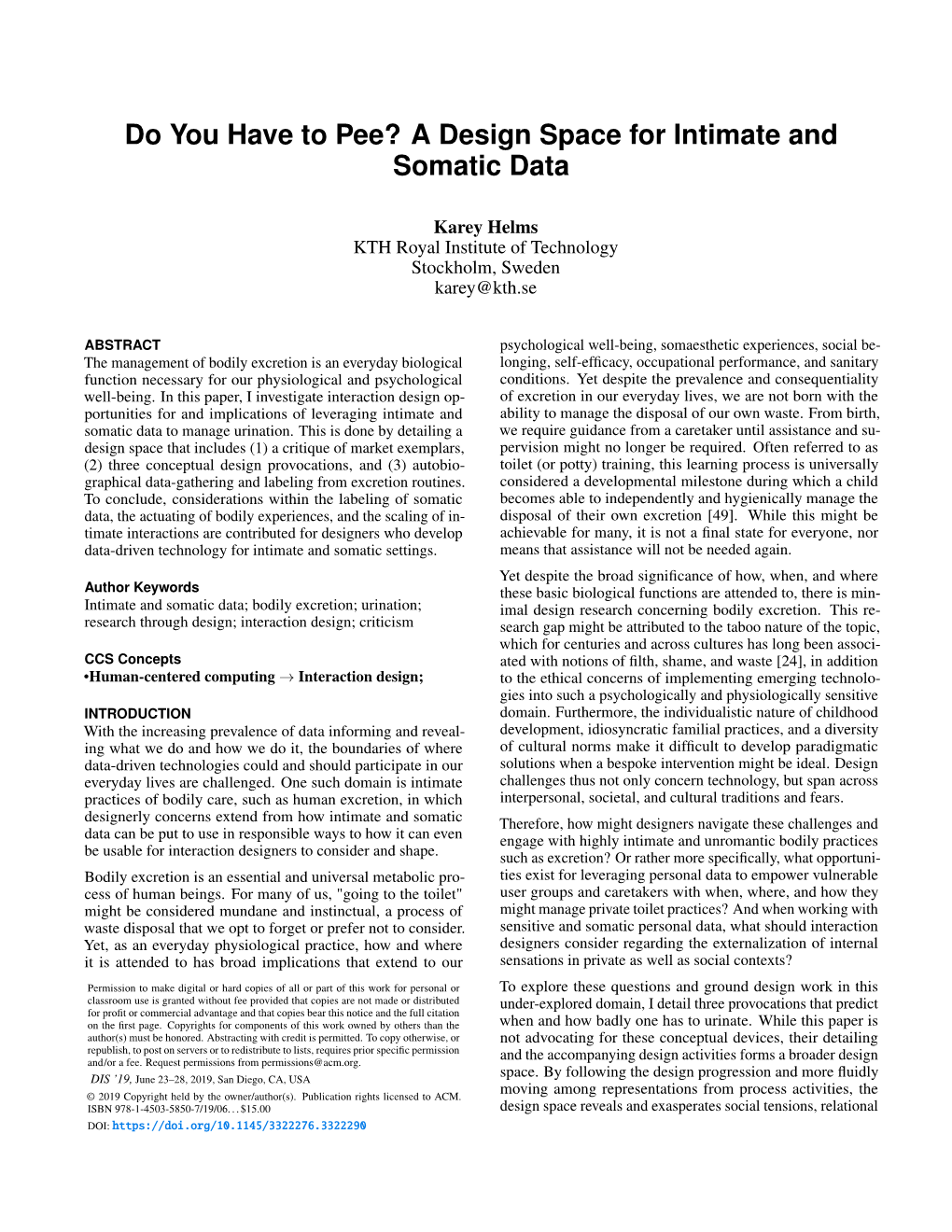 Do You Have to Pee? a Design Space for Intimate and Somatic Data