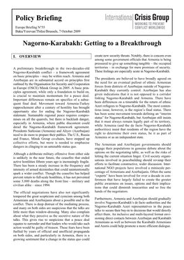 Nagorno-Karabakh: Getting to a Breakthrough