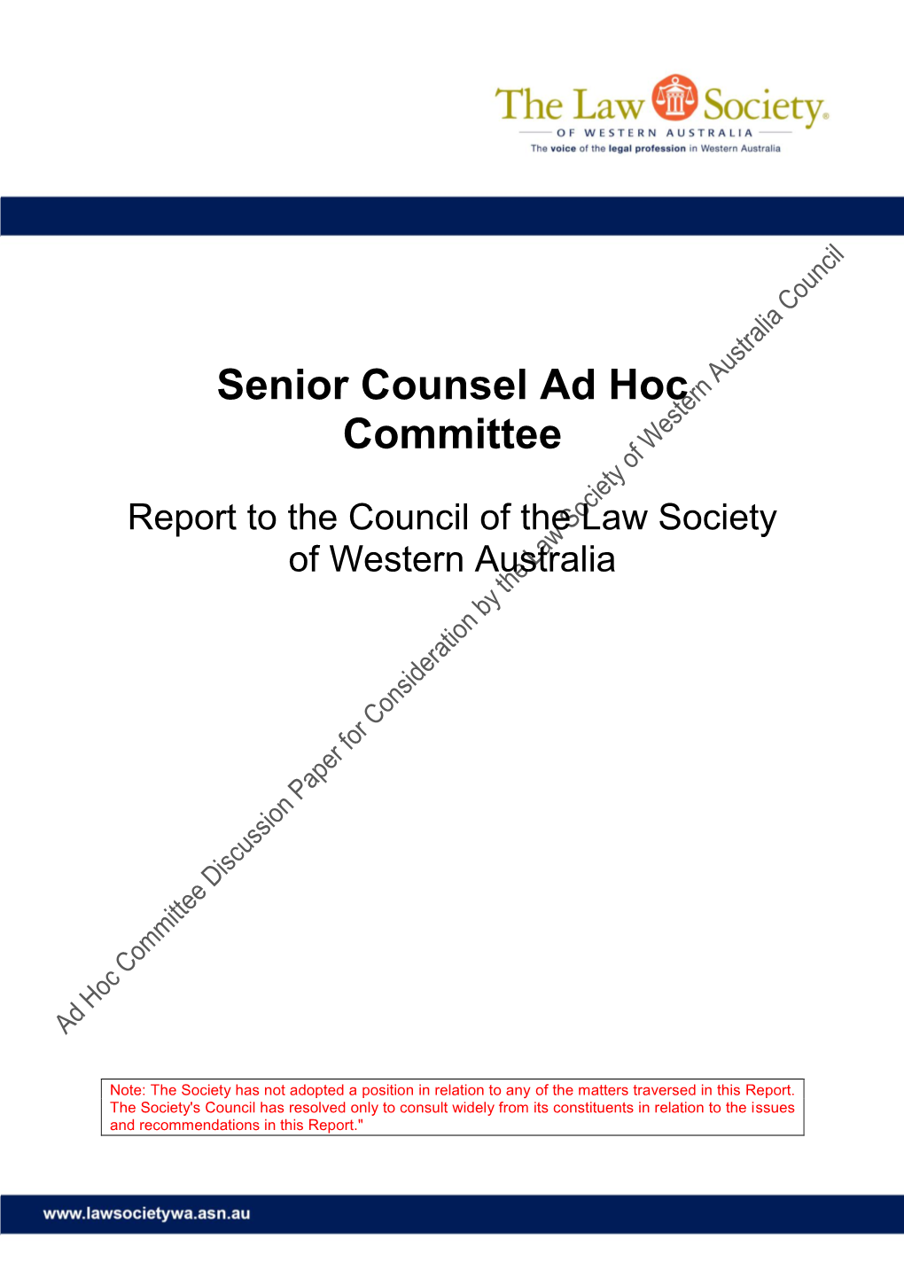 Senior Counsel Ad Hoc Committee Report