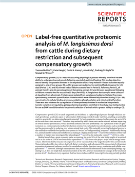 Label-Free Quantitative Proteomic Analysis of M. Longissimus Dorsi