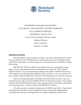 DPIAC March 21, 2007 Morning Minutes