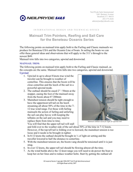 Mainsail Trim Pointers, Reefing and Sail Care for the Beneteau Oceanis Series