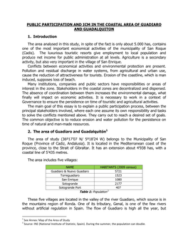 Public Participation and Icm in the Coastal Area of Guadiaro and Guadalquiton