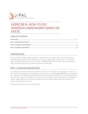 Exercise B: How to Do Random Assignment Using Ms Excel