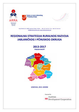 Regionalna Strategija Ruralnog Razvoja Jablaničkog I Pčinjskog Okruga